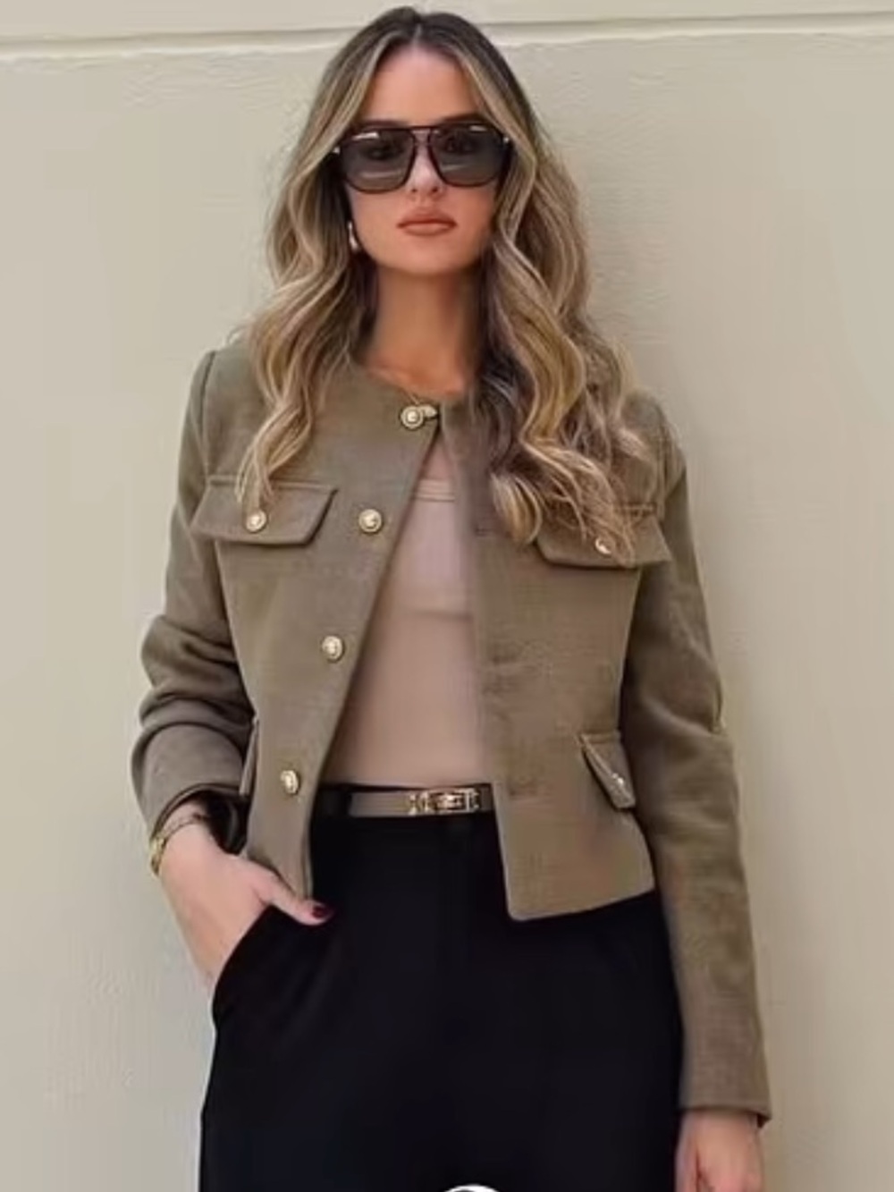 Zara Cropped flap buttoned jacket blazer sz.S